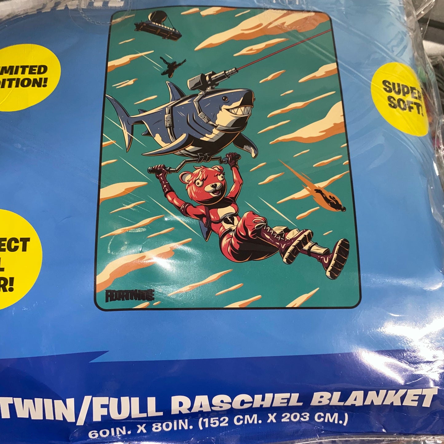 Fortnite shark glider twin/full blanket