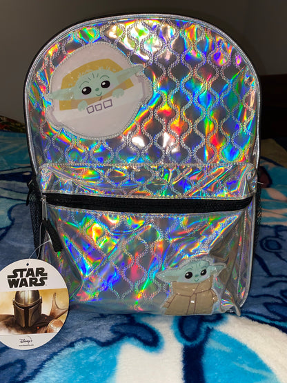 Baby Yoda holographic Backpacks